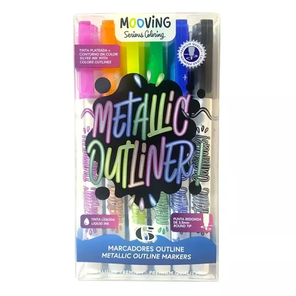 Marcadores metálicos outliner MOOVING x6