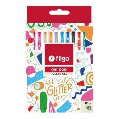 Bolígrafo FILGO gel pop glitter x10