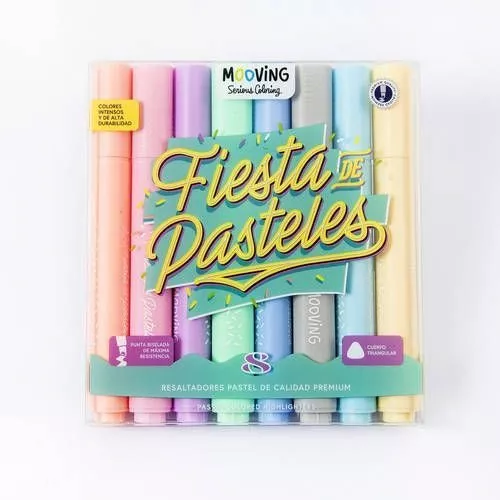 Resaltadores fiesta pastel MOOVING x8